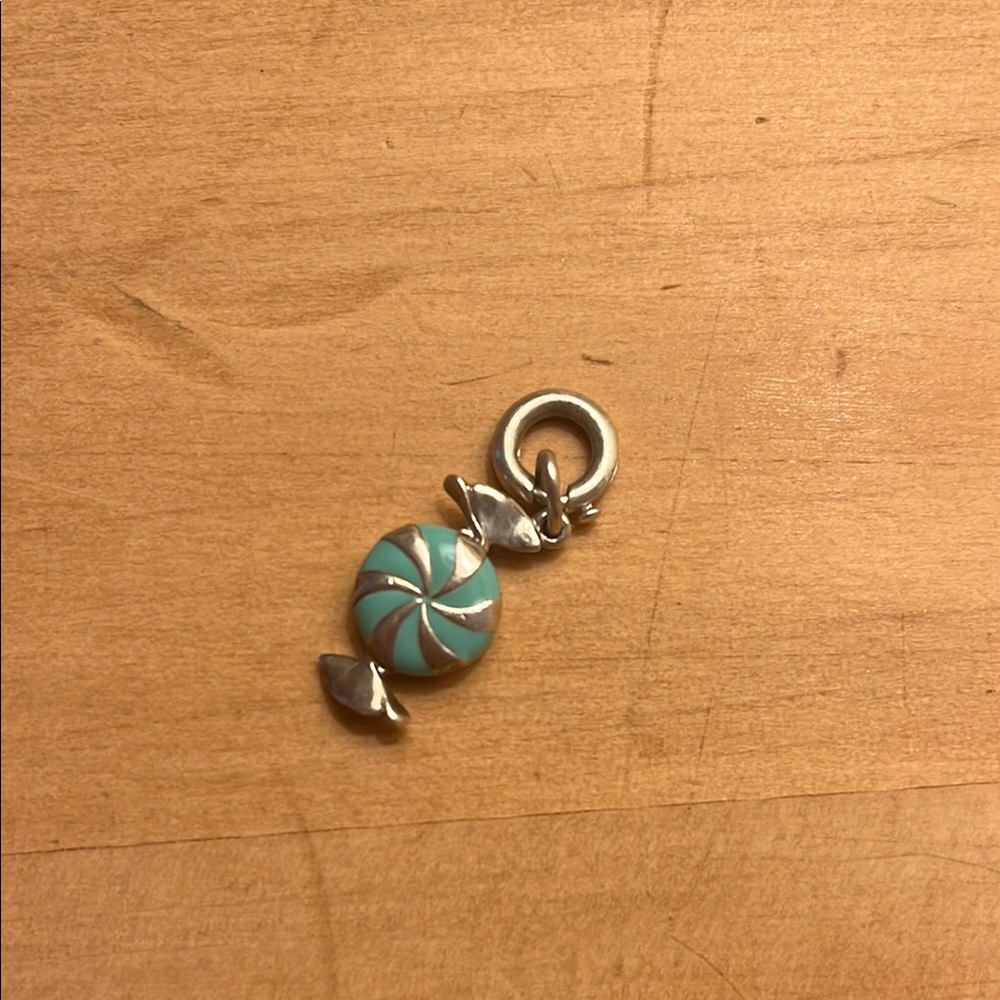 Tiffany Bon Bon Candy Charm in Blue Enamel and Sterling Silver